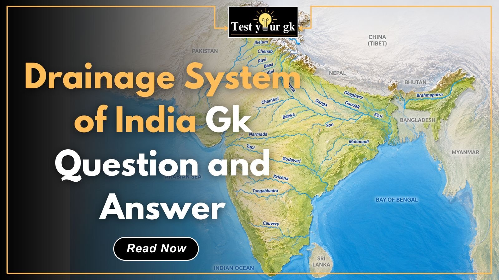 Drainage System of India Gk MCQs. Drainage System of India map showing Himalayan and Peninsular rivers for UPSC SSC MCQs